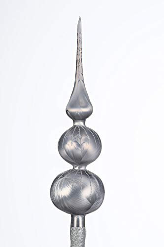 Weihnachtsbaumspitze Groß 35cm in 'Ice Grau Silber' Regen Baumspitze Spitze Tannenbaumspitze Christbaumspitze Weihnachtsbaum Christbaum Tannenbaum Christmas Tree Top