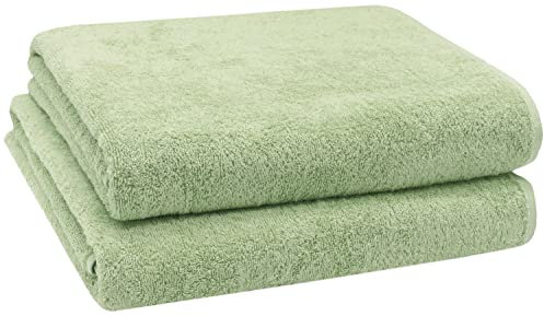 ZOLLNER Set de 2 Serviettes de Bain, Serviettes de Douche, 100x150 cm, Coton, Vert Clair