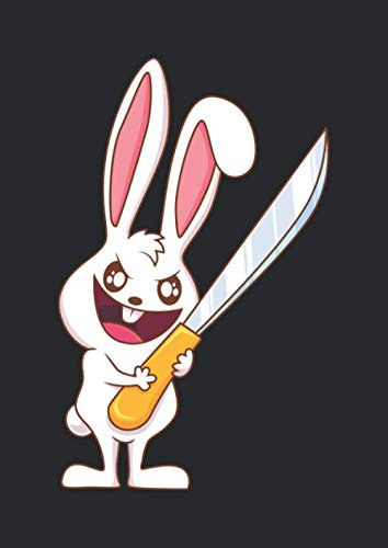 Notizbuch A4 punkte mit Softcover Design: Böses Häschen Hase mit Messer lustiger Osterhase Geschenk: 120 dotted (Punktgitter) DIN A4 Seiten