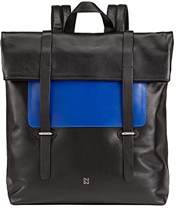 DUDU Bunter Lederrucksack für Männer und Frauen, großer weicher 14-Liter-Rucksack mit Mehreren Fächern und sportlichem, lässigem Design Schwarz