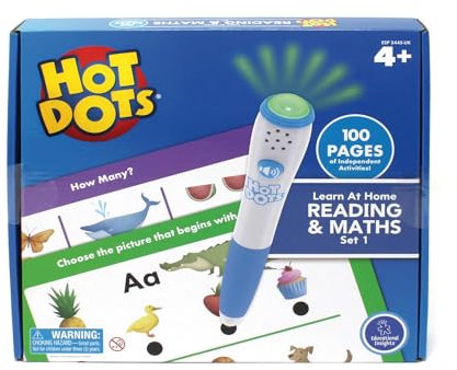Hot Dots Homeschooling-Set 1 – Lesen und Mathematik – von Learning Resources, interaktive Lese- und Mathefertigkeiten für die Vorschule, 2 Aktivitätsbücher, 100 Seiten, ab 5 Jahren