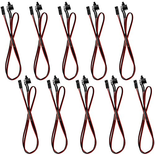 SQXBK ATX PC Power Switch Cord 10PCS 55cm/22inch 2 Pin SW PC Motherboard Mainboard Power Cables On/Off Restart Button Power Cable