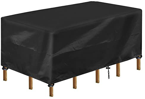 INMUA Housse Table de Jardin, Rectangulaire Bache Salon de Jardin Imperméable, Anti-UV, 420D Oxford Tissu Housse de Table Chaise Meubles de jardin Extérieure (170x94x70cm)