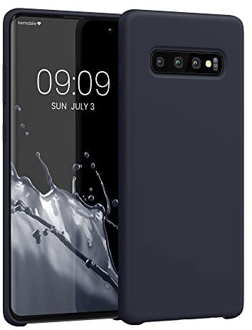 kwmobile Hülle kompatibel mit Samsung Galaxy S10 Plus / S10+ Hülle - Silikon Handy Case - Handyhülle weiche Oberfläche - kabelloses Laden - Heidelbeerblau