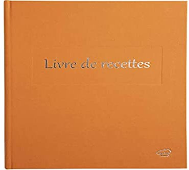 Le Dauphin - Réf. 207162D - 1 livre de recettes de cuisine - Extérieur et dos en toile - Format vertical - Dimensions : 22 x 17 cm - Titre lettres argent - 96 pages blanches - Couleur orange