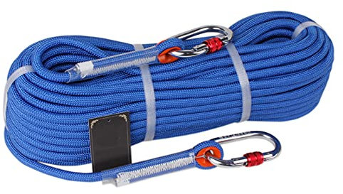 Sicherheitsseil Blau Durchmesser 9mm/10,5mm Statisches Kletterseil Im Freien,Hochfestes Sicherheitsseil Geflochtenes Nylonseil,Rettungsseil Feuerrettungs-Fallschirm-Seil Mit 2 Kara(Size:10M,Color:9MM)