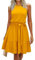 Newshows Sommerkleid Damen Knielang Elegant Kleid Neckholder Sommer Ärmellos Freizeitkleider mit Taschen(Gelb, S)
