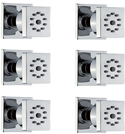 6x Seitenbrause/Köpermassagedüsen für Dusche im quadratischen modernen Design Set
