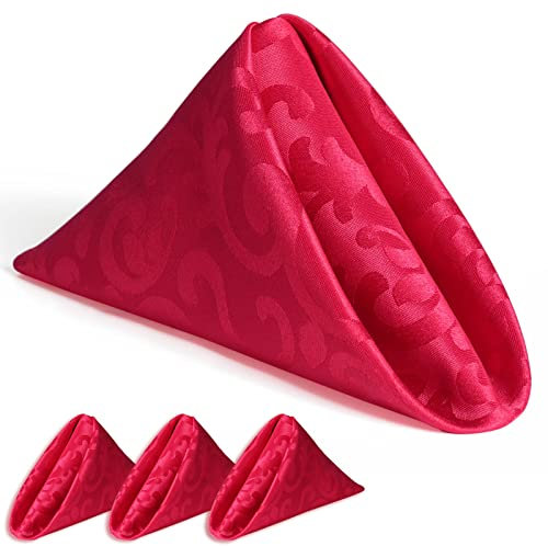 ZHIHUI Servietten 4er Set, Premium Edition Airlaid, stoffähnlich, Hochwertige rote Servietten, Tischdekoration für Weihnachten, Hochzeit, Geburtstag, Feiern 48x48cm