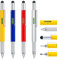 Stylo Multitool Pen 4 Pièces avec Recharges Supplémentaires, Stylo Métal Multifonction 6 en 1 avec Règle et Jauge de Niveau, Gadget Cool pour Homme, Cadeau pour Mari Papa Père (Couleurs Assorties)