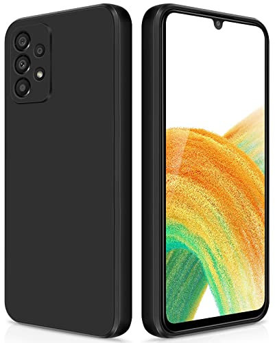 GiiYoon Case Compatible with Samsung Galaxy A33 5G, Silky-Soft Touch Full-Body Protective Phone Silicone Case, Shockproof Cover with Microfiber Lining, Black