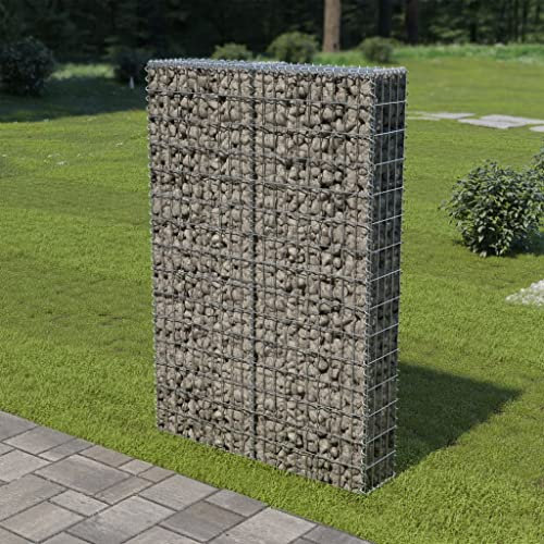 WIFESE Gabionenwand mit Abdeckung 100×20×150 cm Steinkorb Gabione Gartenzaun Gabionen Zaun Steingabionen Pflanzenwand Steingabione Gabionenkörbe Verzinkter Stahl