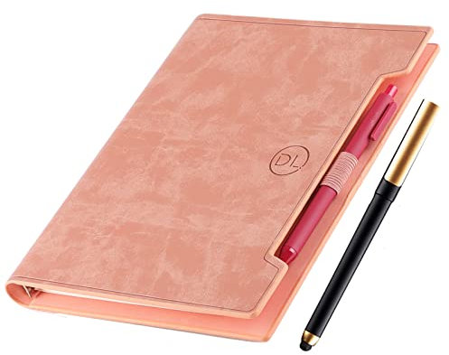 Klassisches Leder-Notizbuch, nachfüllbares Notizbuch mit linierten Seiten, persönliches Tagebuch,Geschenke, A5-Business-Tagebuch mit Taschen/Stifthalter,100 g/m² liniertes Papier,160 Seiten (Rosa)