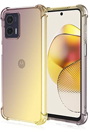EASSGU Coque pour Motorola Moto g53 (6.5 inches), Housse de Protection de Couleur Dégradée Transparente, Étui de Téléphone Anti-Chute et Anti-Rayures - Or Noir