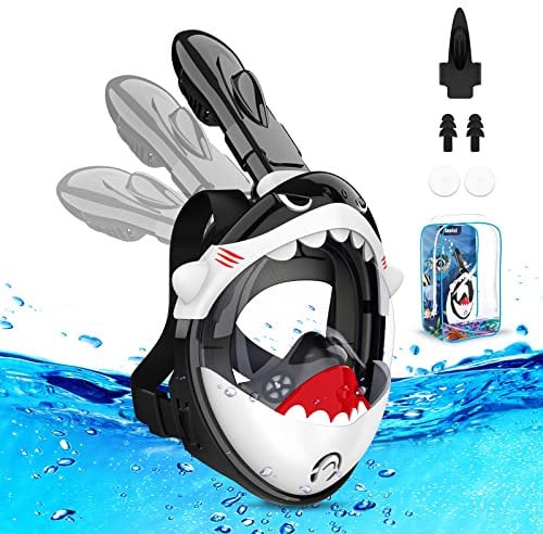 Urmaxs Schnorchelmaske für Kinder, 180° Panoramablick, Vollgesichtsmaske, sicheres Atmen, Tauchmaske, beschlagfrei und auslaufsicher, geeignet für Kinder, Geschenk