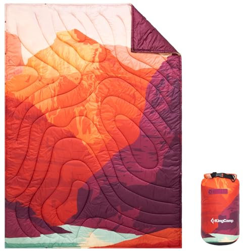 KingCamp Reisedecke Ultraleicht, Decke Wasserabweisend Kompakt,Outdoor Campingdecke Warme,kleines packmaß für Camping Büro Outdoor, (OrangenBerg,200x145cm)