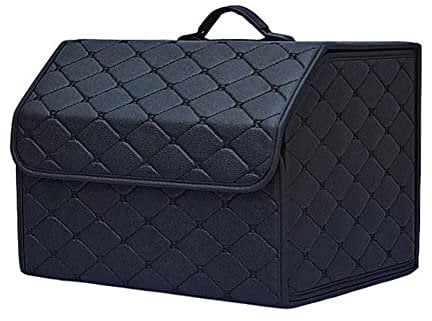 Car Collapsible Trunk Boot Tidy Storage Organiser Box for Mercedes Benz AMG GT CLK CLS GLC GLA GLE GLK GLS GL SLK PU Leather Waterproof Multifunctional With Lid Foldable Organize,Black Style-S