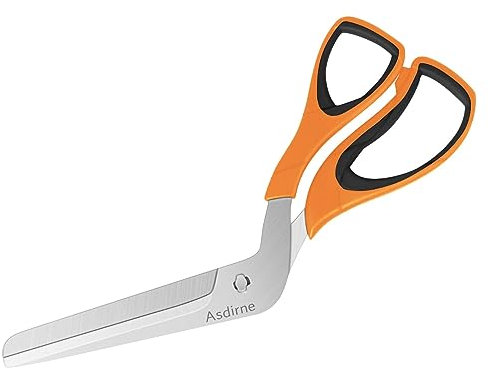 Asdirne Pizza Scissors, Pizza Cutter with Food-Grade Sharp Stainless Steel Blade and Soft Grip Handle, Multifunctional Kitchen Scissors, 27cm, Black/Orange