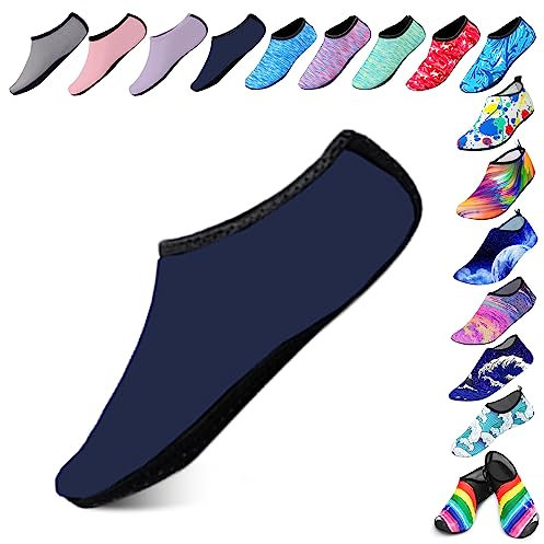Hoomall Chaussures Aquatiques Femme Homme Enfant Chaussures de Plage Respirant Chaussures d'eau Semelle Souple Antidérapant pour Plage Piscine Surf Sport Gymnase(Bleu foncé,40/42 EU)