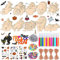 MEISHANG 265 Stück Halloween Deko Basteln,Halloween Basteln Kinder Holz,Holzanhänger zum Bemalen,Halloween Bastelset für Kinder