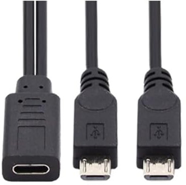 innov8 Câble d'extension répartiteur USB-C femelle vers double micro USB mâle 5 broches 30 cm