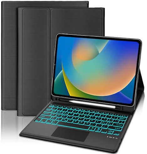 FOGARI Custodia Tastiera Touchpad per iPad Pro 12.9 6a/5a/4a/3a Generazione, iPad Air 13'' 2024 (M2), Rimovibile Bluetooth Tastiera con Portapenne - Italiano Layout Tastiera per iPad Pro 12.9'', Nero