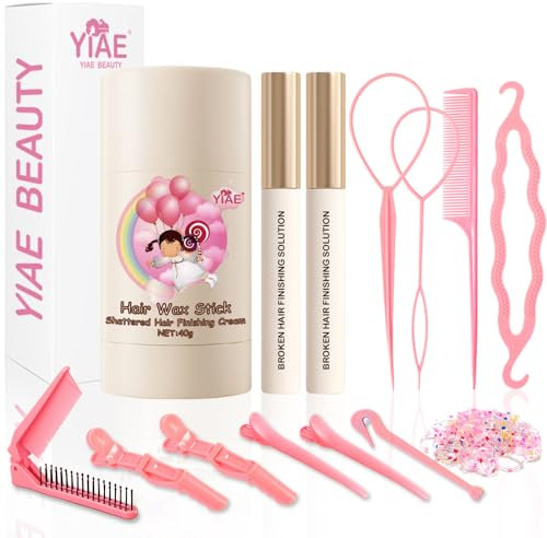 YIAE Haarwachs Stick Set, 2 x 15ml Hair Wax Stick für Babyhaare Fixieren und Flechthilfe Haare für Mädchen, Haarschmuck Damen mit Nicht Fettender Pomade Sleek Bun Gel für Flyaways Rand Frizz Haar