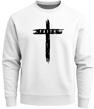Neverless® Sweatshirt Herren Aufdruck Kreuz Cross Faith Glaube Trend-Motiv Techwear Rundhals-Pullover Fashion