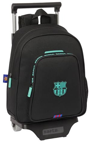 Safta F.C. BARCELONA 3ª EQUIPACIÓN - Mochila Infantil con Carro 705, Ideal para Niños de Diferentes Edades, Cómoda y Versátil, Calidad y Resistencia, 27x10x33 cm, Color Negro