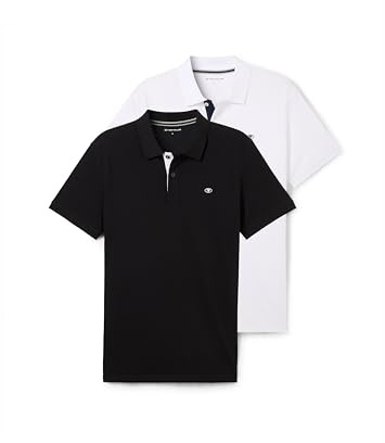 Tom Tailor Herren Doppelpack Poloshirt Basic mit Logo Print