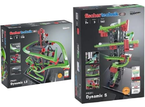 fischertechnik 536621 Kugelbahn Dynamic L2 – Bausatz für Kinder ab 9 Jahren & 536620 Kugelbahn Dynamic S – Bausatz für Kinder ab 7 Jahren
