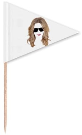Lips Women Hair Glasses Art Deco Fashion Toothpick Triangle Cupcake Toppers Flag