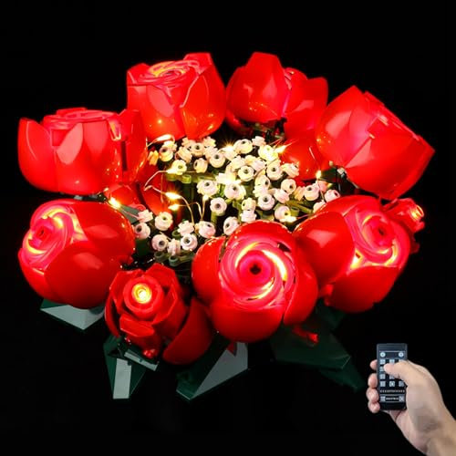 Kyglaring LED Light Kit for lego ICONS Roses Bouquet 2024 Building Sets, the Flower Bouquet Lighting Kit Compatible with lego 10328 Botanical Collection, Gift for Valentine's Day-No Model(RC Version)