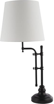 Licht-Erlebnisse Tischlampe verstellbar H: 67-77 cm Rustikal Stoff Metall in Natur Schwarz E27 Tischleuchte Wohnzimmer Nachttischlampe Schlafzimmer