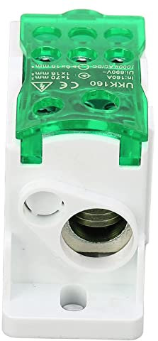 160 A 690 V DIN-Schienen-Klemmenblock-Stromanschlusskasten, Anschlussverteilerkasten mit Messinganschluss für Festen Anschluss, PA66-Gehäuse (Green)
