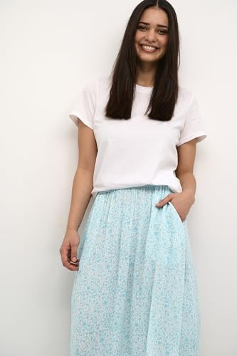 KAFFE Rock KAamber Damen Rock Sommer Hoher Taille A Linie Kurz Knielang Skirt 40, Blue Atoll Petit Fleur 40