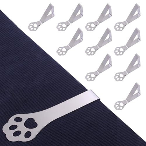 Youery Lot de 10 supports de nappe pour table épaisse, griffes de chat, en acier inoxydable, résistantes aux intempéries, clips de nappe pour table de jardin, restaurant, table de famille, table de