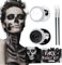PEIFOON Trucco Halloween Bianco Nero, kit di Trucco per Viso del Teschio, Pittura per Viso per bambini, kit di Trucco per Teatro del Mostro Vampiro Trucco