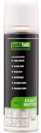 AutoTek Professional Exact Match Car Spray Paint, Volkswagen Pure White Aerosol Spray, 300 ml