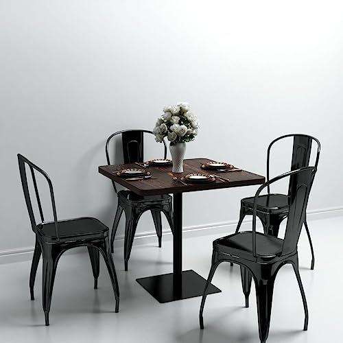 XGWKCNV Tische Bistrotisch MDF und Stahl quadratisch 80x80x75cm Dunkle Esche Küchen- & Esszimmertische