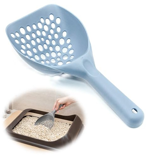 Petopedia Cat Litter Scoop LARGE – Plastic Shovel, Poop Scoop for Cats Litters Tray – Handy Sand Sifter, Poo Sieve Cleaning Tool – Used with Trays and Litter Box for Cats & Kittens (BLUE)