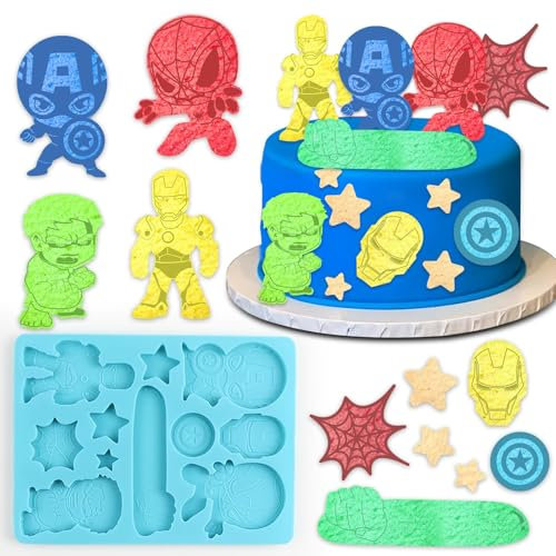 Superhel Silikon Form, Superhel Ausstechformen kinder, Superhel Torten Dekoration Form, 3D Superhel Fondantformen, Diy Form, Geeignet für Bäckerei, Schokolade, Tortendeko, Kerzenherstellung
