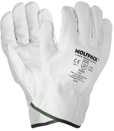 WOLFPACK LINEA PROFESIONAL Arbeitshandschuhe aus Rindsleder, Arbeitsschutz, mechanische Risiken, Sicherheitshandschuhe aus Leder, Größe 25,4 cm