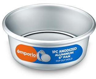 Emporio Kitchen Moule à gâteau rond en aluminium anodisé de 15,2 cm, compatible avec autocuiseur et friteuse à air, livret de recettes inclus, sans PFAS, CFC, PTFE ou PFOA, passe au four (jusqu'à 260