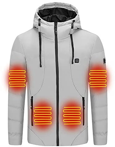 RLEHJN Beheizbarer Hoodie für Herren Damen Beheizte Jacken mit 5 Heizzonen Beheizbare Kapuzenjacke USB Beheizbarer Pullover Wasserdicht Wintermäntel Körperwärmer zum Outdoorarbeiten Skifahren