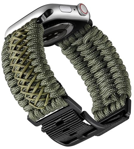 BINLUN Cinturino Compatibile con Apple Watch 49mm, Cinturini Paracord Intrecciato Ricambio Sport Nylon Compatibile con iWatch Ultra/Ultra2 per Uomo(Verde)