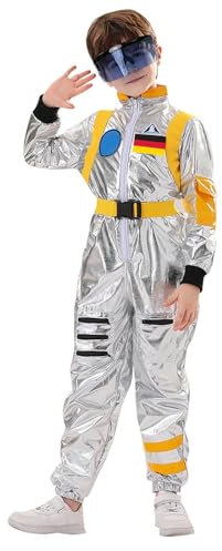 Astronaut Kostüm für Herren, Faschingskostüme Astronauten Kostüm Overall Damen, Weltall Raumfahrer Anzug mit Gürtel Brille Spacefür Erwachsene Fasching Karneval Halloween