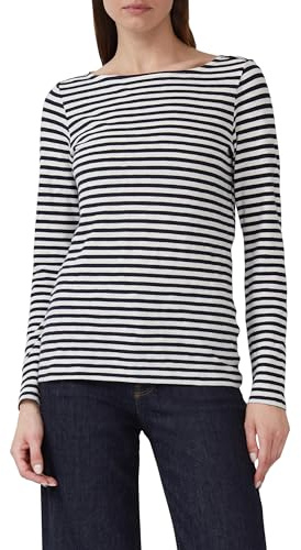 s.Oliver Gestreiftes Langarmshirt aus Flammgarn mit U-Boot-Ausschnitt