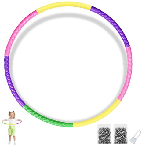 SHENGYIG 7-Teilig Hula-Hoop-Reifen, 60 cm, 7-teilig, mit 200 Stahlkugeln | 60cm Durchmesser Abnehmbar Fitness Hula Hoop Reifen, Gegengewicht mit 200 Stahlkugeln, für Fitness, Gymnastik, Spiele