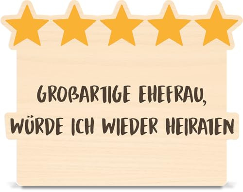 Ehefrau - 5 Sterne Ehefrau Holzkarte - Geburtstagskarte - Ehefrau Geschenk, Geschenk Ehefrau Geburtstag, Geschenk Frau, Geschenk für Ehefrau, Die Ehefrau, Die Perfekte Ehefrau, Geburtstagsgeschenk
